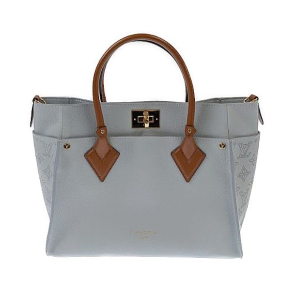 Louis Vuitton On My Side MM Leather Monogram Mahina Blue Oramp Shoulder Bag - Picture 1 of 11
